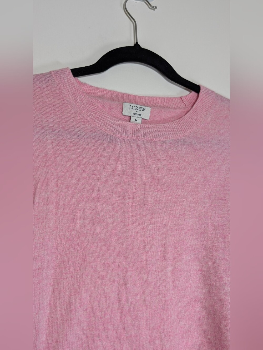 J.Crew Teddie Sweater Medium Pink Heather Crewneck Long Sleeves Soft Preppy Knit - Picture 4 of 9